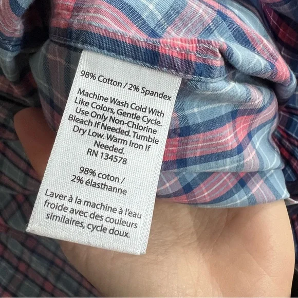 Vineyard Vines Slim Fit Tucker Shirt Pink Blue Micro Plaid L - Picture 4 of 5